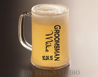 Groomsman Decal, Personalized, Beer Mug Decal, Beer Mug Decal, Groom Decal, Father of the Bride or Groom, Wedding Decal, DIY Vinyl Sticker