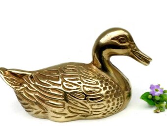 Duck Figurine Solid Brass Figurine Brass Duck Duck Decor table - Brass animal home decor