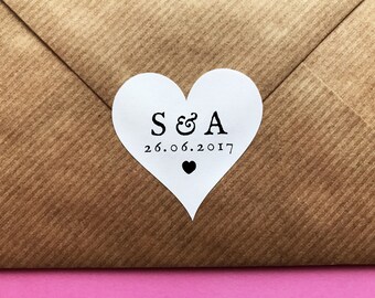 Save The Date Stickers, Heart Wedding Sticker, Initials Wedding Label, Wedding Date Sticker, Envelope Seals, Custom Wedding Invite Label