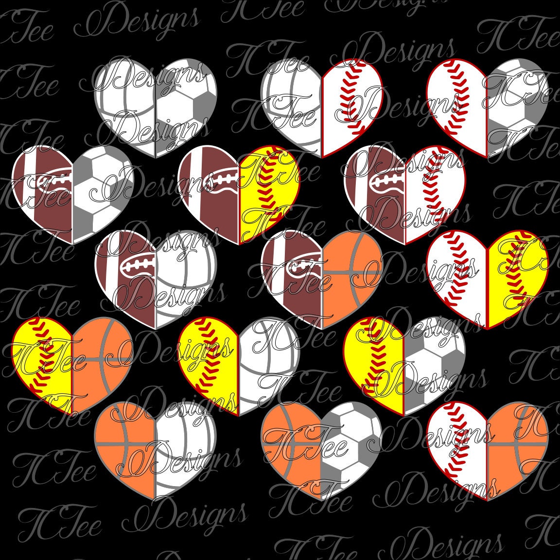 Download Sports Mom Split Hearts - SVG Design Download - Vector Cut File - Baseball - Softball - Football ...