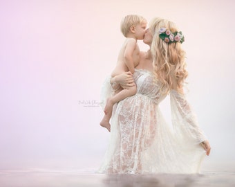Valerie Gown • Lace Maternity Gown • Vintage Lace Maternity Dress • Maternity Chemise • Maternity Bridesmaid Dress • Maternity Photo Shoot