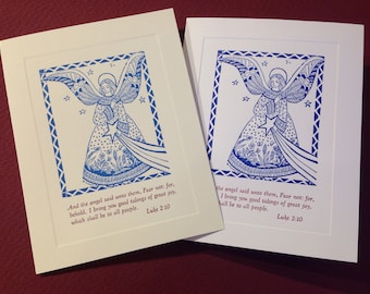 Letterpress Christmas Cards Luke 2:10 - Set of 10 cards with matching envelopes