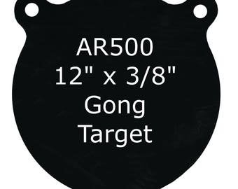 One 12" x 3/8" AR500 Steel Shooting Targets Gong Style