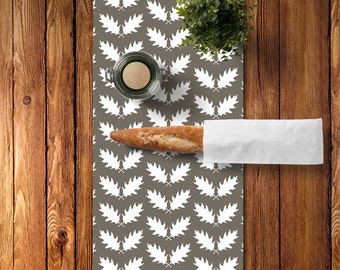 45 colors Woodland Table Decor, Oak Leaves Table Runner, Rustic Table Decor, Rustic Table Runner, Grey Neutral Table Runner, Housewarming