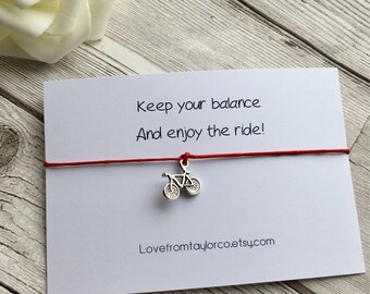 Bicycle bracelet, bike bracelet, wish bracelet, inspirational gift, cycling gift, bicycle gift, gift for cyclist.