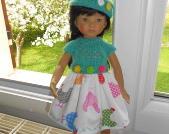 Doll clothes Little darlings Dianna Effner, 33cm 14 "- dress"hens"bimaterial + Hat