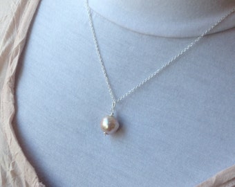 Large 13mm Kasumi Pearl Pendant - pearl necklace, pearl jewelry, June birthstone, bridal jewelry, pearl pendant, sterling silver