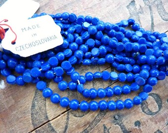 Glass Nailhead Beads Royal Navy Blue 5mm Vintage (50 beads)