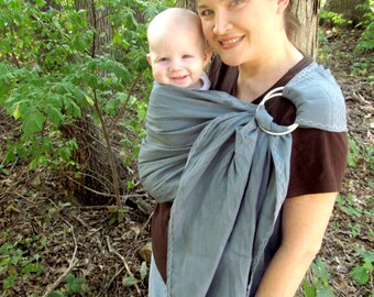 Linen ring sling, Baby Sling, Ring Sling, Baby Carrier, Linen Carrier, babywearing, gray sling, DVD, too, summer sling, maternity