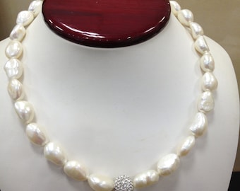 10 MM white baroque pearl Necklace