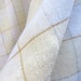Pale Yellow and White Checker Board Gingham Plaid Round Circle Tablecloth with Metallic Silver and Gold Thread