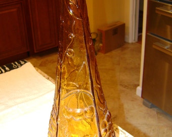 Mid Century Modern Amber Glass Genie Bottle Decanter Grape Vines With No Stopper Capsteam Epsteam Direct Checkout