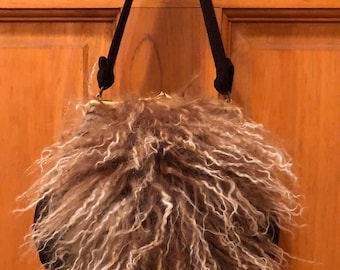 Vintage Curly Lamb Handbag Purse Mongolian Lam Fur