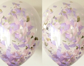 5 Confetti filled balloons, balloon bouquet, balloon garland for weddings babyshower birthdays parties 11"