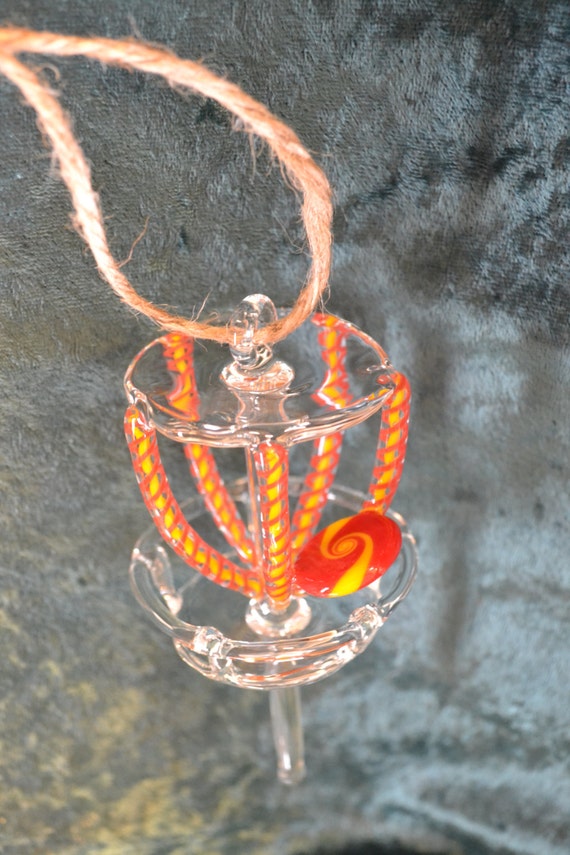 ZU Glass Ornamental Glass Disc Golf Basket Hanging you can