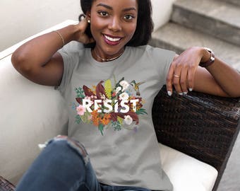 Anti Trump Shirt / Funny Liberal / RESIST Movement T-shirt - Women's Cut In Black, White, Gray, Navy Blue S M L XL
