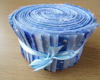 40 Jelly Roll Strips 100% Cotton Patchwork Fabric ~ Blue