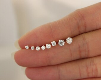 CZ diamond Stud Earrings, tiny stud earrings, Clear stud earrings, birthstone stud earrings,bridesmaid gift baby earrings, teeny tiny studs