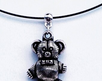 Silver Teddy bear necklace