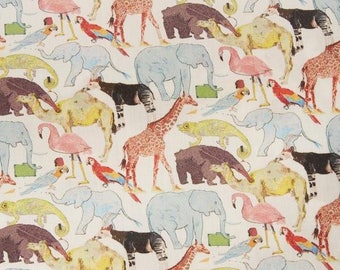 Queue for the Zoo - Liberty of London Fabric - Tana Lawn Cotton