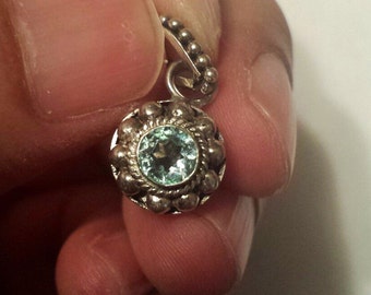 Sterling Silver .925 Pendant With Blue Stone