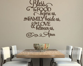 Bless the Food Before Us, Family Beside Us, Love Between Us Fancy Vinyl Wall Kitchen Decal Sticker