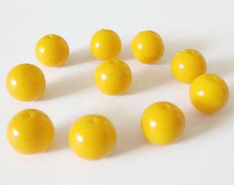10 Orange painted glass 8mm beads