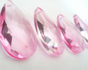 5 Pink Teardrop 50mm Chandelier Crystal Prisms Almond