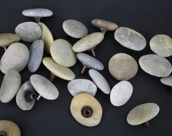 Beach Stone Knobs Rock Drawer Pulls Smooth All Natural Stone Cabinet Knobs