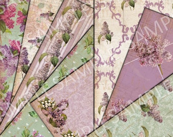 8.5 x 11 inches - Vintage Lilac Paper Pack - Instant Download - Printable Collage Sheet - Scrapbook - Journal - Wedding - photography