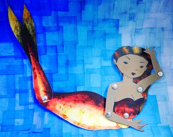 Articulated Mermaid Paper Doll #009 Instant Download Printable Digital Files