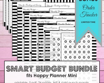 Mambi Create 365 Printable inserts for the Mini Happy Planner Budget Planner with 26 pages of essential inserts for smart finance planning.
