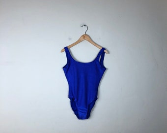 90s One Piece Swimsuit Size L, Blue Swimsuit, Vintage Swimsuit, 80s Swimsuit