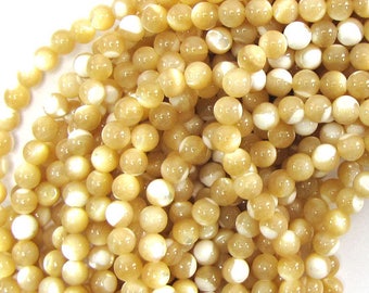 5mm natural mother of pearl mop round beads 15.5" strand 30126