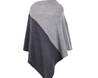 Two colour lambswool and angora poncho