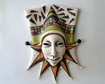 mask - ceramic mask - wall decor - sculpture - art - ceramic art - face - ceramic