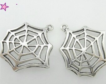 2 large cobwebs 3D sterling silver 25 mm