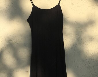 teeny black spaghetti strap mini dress (xs/s)