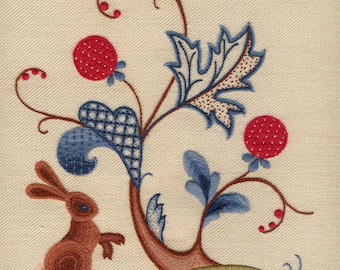 Crewel kit A Rabbit Summer, Crewel Embroidery Kit A Rabbit Summer, Rabbit Crewel Kit, Crewelwork Embroidery Kit A Rabbit Summer.