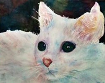 The Fluffy Cat-original watercolor