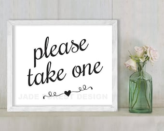 Please Take One // Wedding Sign DIY // Elegant Calligraphy Printable Poster PDF // Classic Elegance ▷ Instant Download
