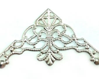20 Filigree Corner Components Silver Plated 36680