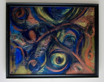 Framed Mixed Media Abstract Painting "In the Eye of the Beholder"