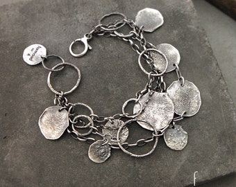 form017 collection - 100% Ag bracelet, raw sterling silver bracelet, oxidized silver, sterling silver bracelet, handmade bracelet