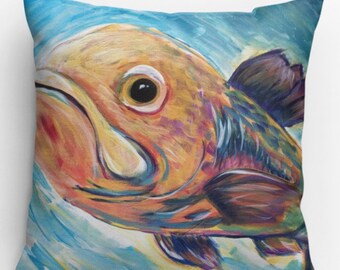 Decorative fish print pillow
