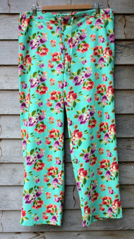 Pajama Pants Cotton Floral Pajamas Amy Butler Bright Heart
