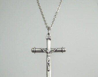 Simple Bar Crucifix Necklace
