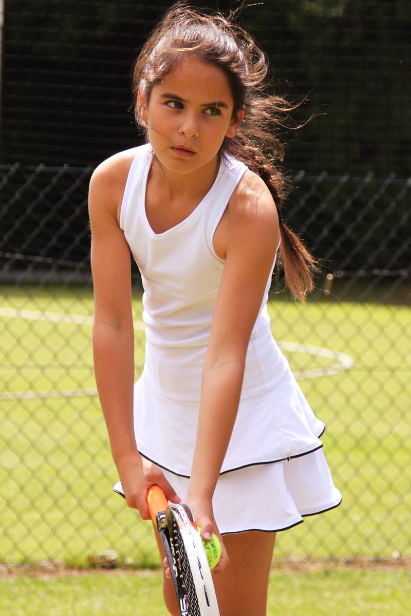 Download Girls Tennis Dress White RacerBack Johanna Girls Tennis
