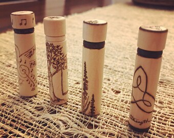 Woodburned Needle Cases