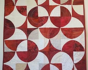 Modern Quilt, Contemporary Quilt, Red Quilt, Baby Quilt, Wall Quilt,